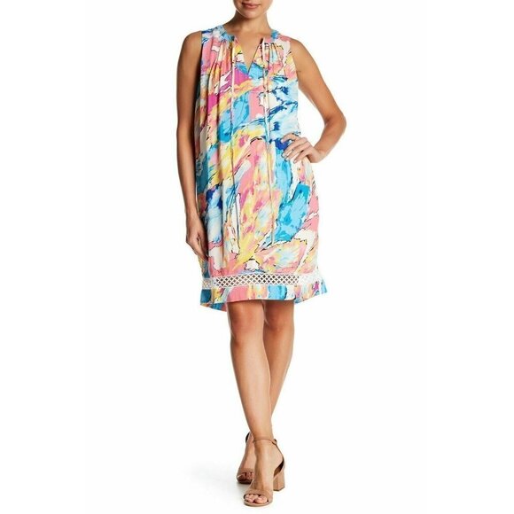 Charles Henry Sleeveless Pleated Printed Shift Dress Size S A31 MSRP $99 - Picture 10 of 12